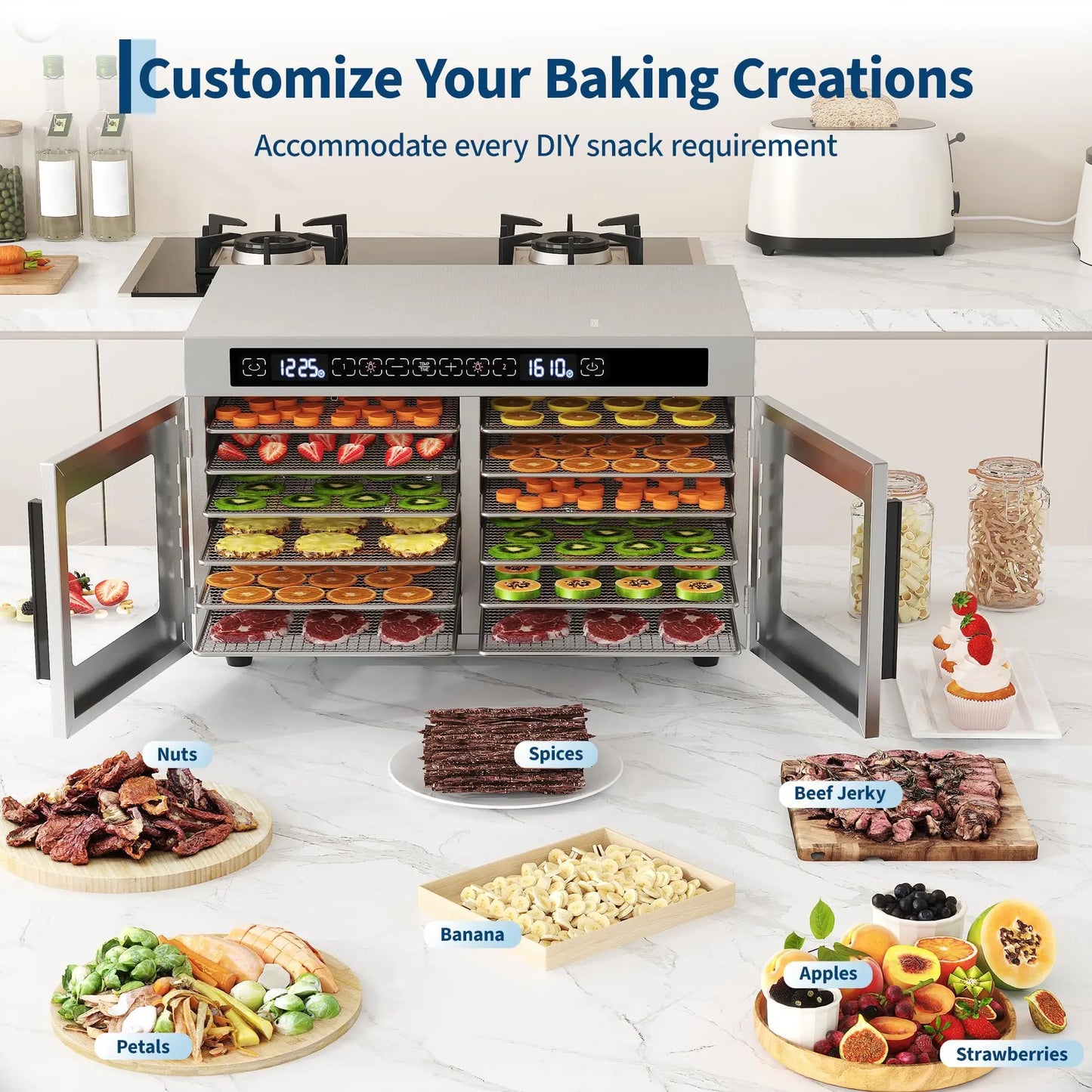 Adoolla Dual Zone Stainless Steel Electric Food Dehydrator
