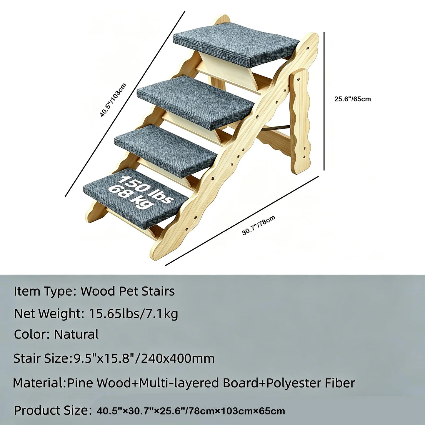 DishyKooker Wooden Pet Stairs And Folding Dog Car Ramp