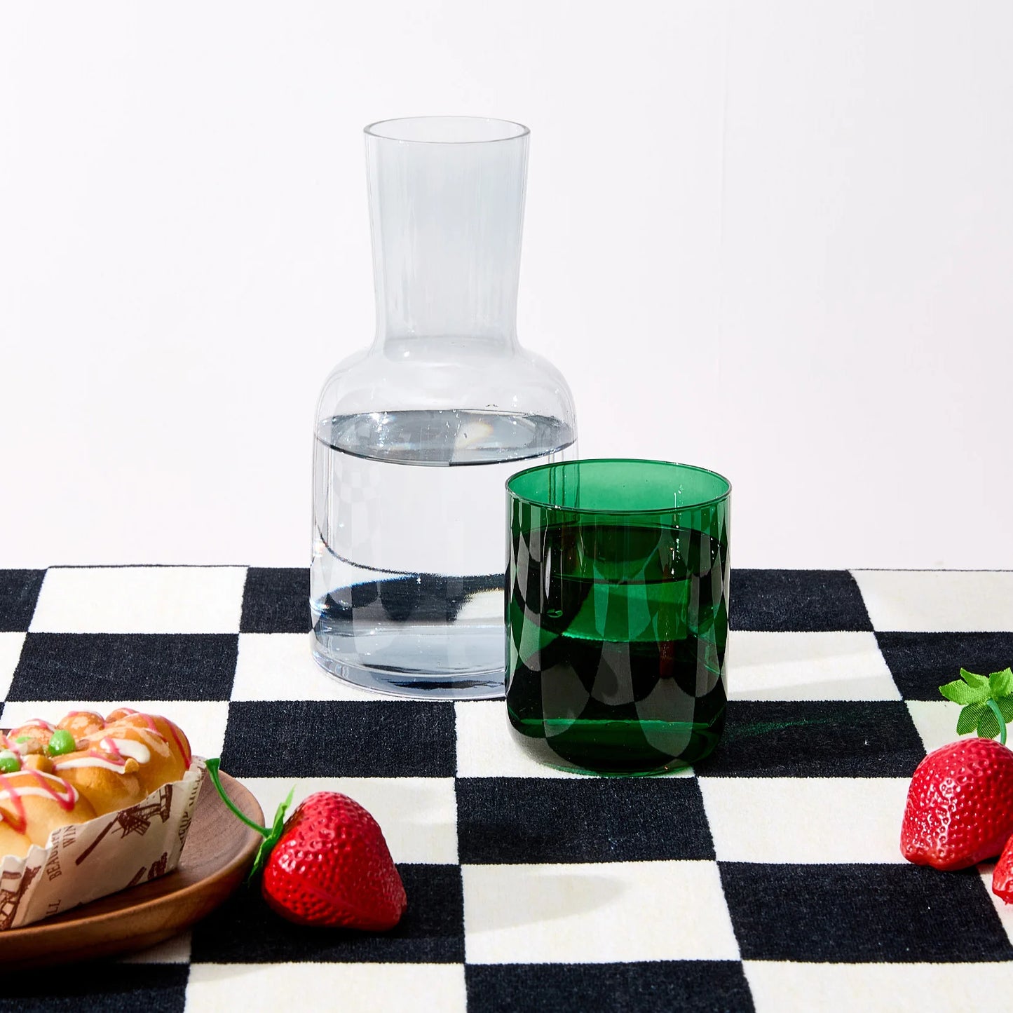 Glass Water Carafe Set with Tumbler Cup, Handblown Glass Pitcher and Cup Set for Cold Drink Water Milk Coffee