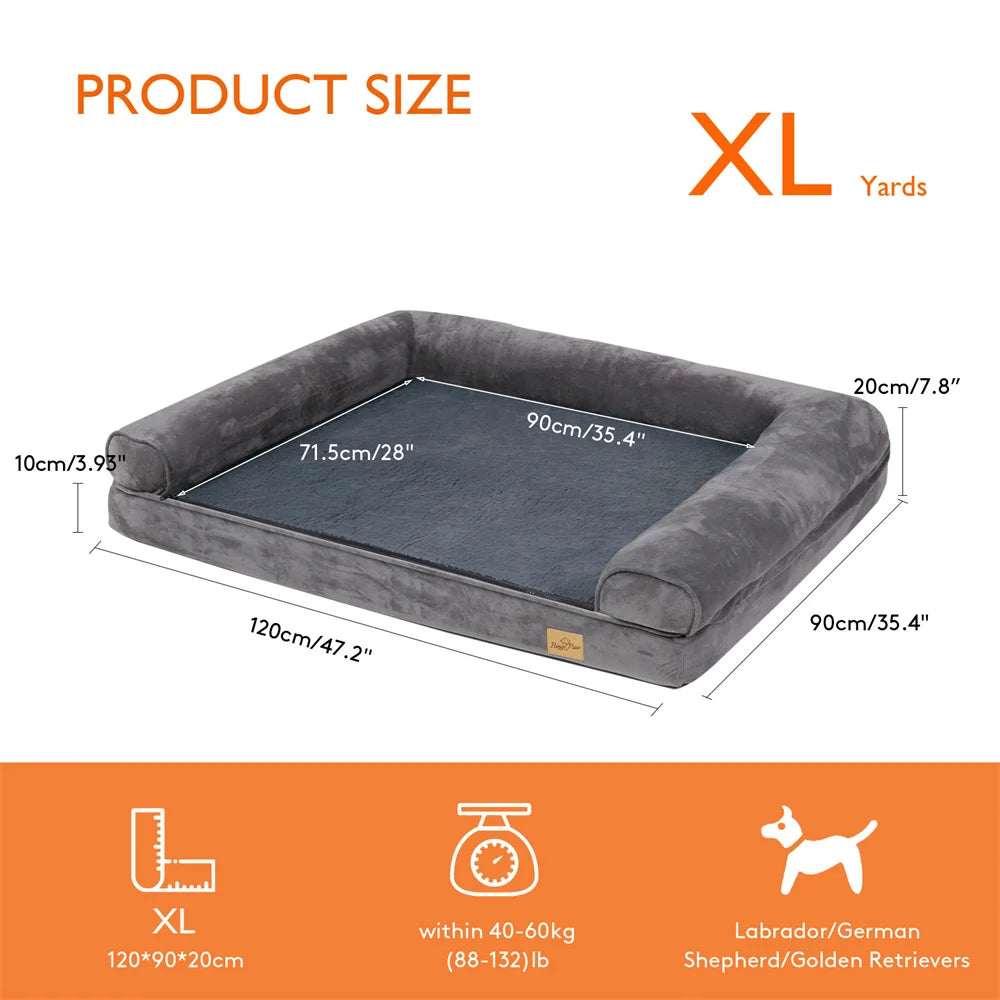 BORWART Calming Orthopedic Memory Foam Dog Bed With Removable Cover
