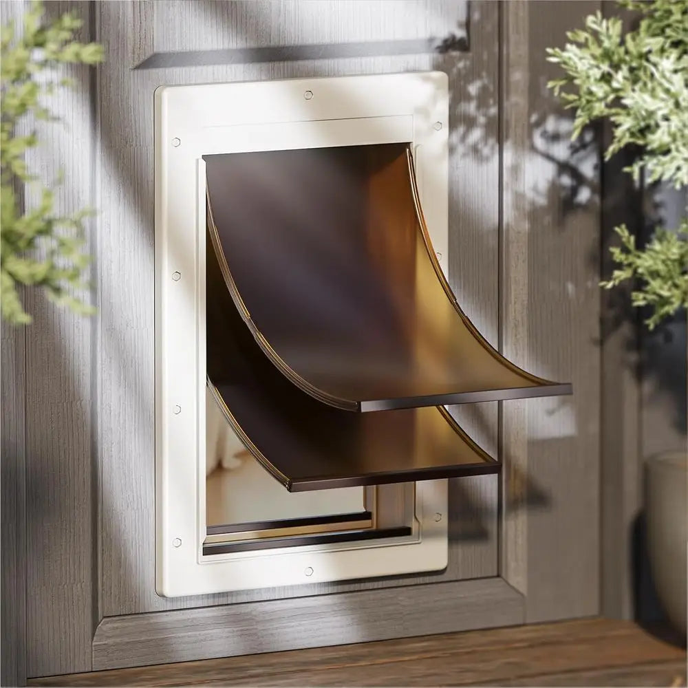 Large Dog Door for Pets Up to 100 lb, Durable Plastic, 2 Magnetic Latches, Closing Panel, Never Rust, Easy Install for Interior