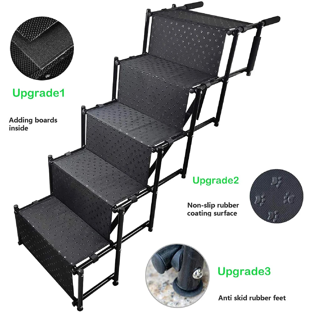 Portable Dog Steps 5 Step Load 150 Lbs Foldable Ramp