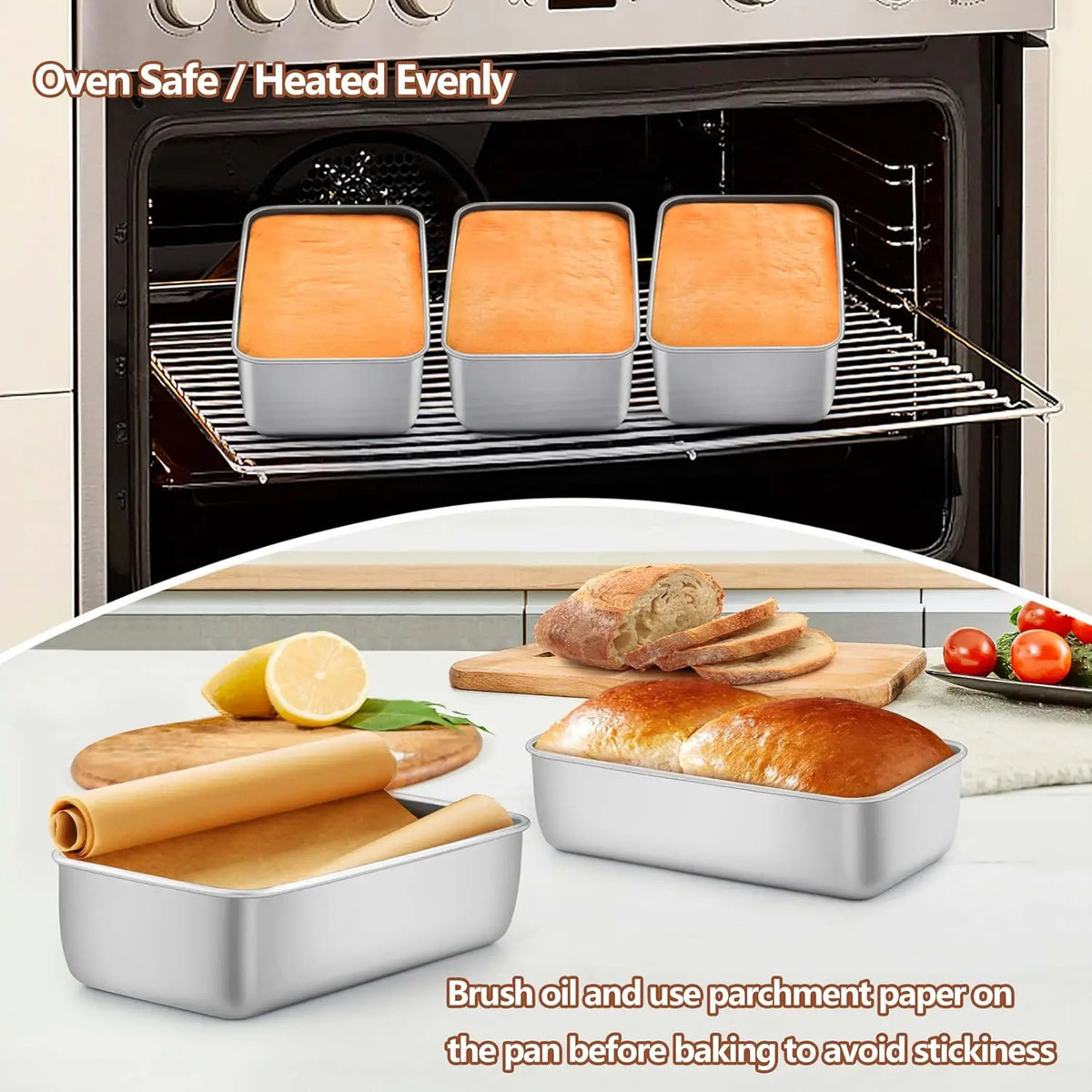 `Stainless Steel Loaf Pan, 8 Pack 9.25 Inch Rectangle Baking Mold for Bread Cake Meatloaf Oven Use`