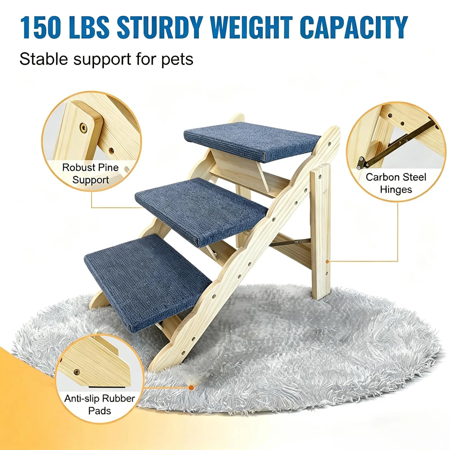 DishyKooker Wooden Pet Stairs And Folding Dog Car Ramp