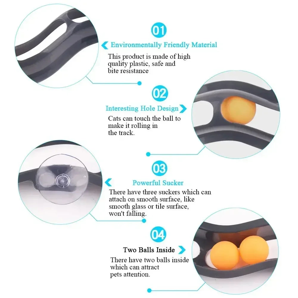 Plastic Sucker Track Ball Cat Toy For Window Adsorption