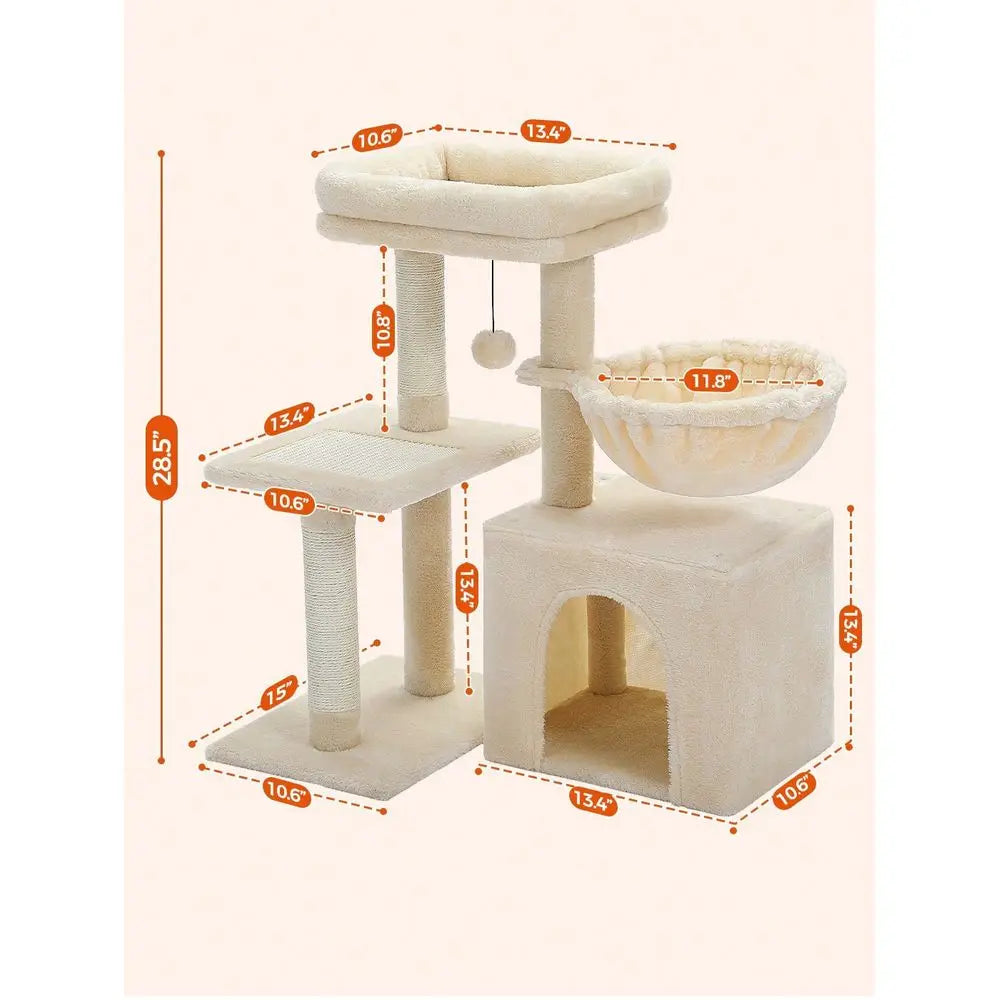 XMSJ Cat Tree Tower With Hammock And Scratching Posts