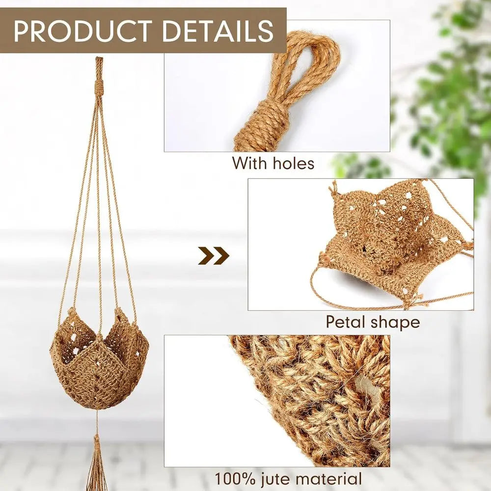 2 Pack Boho Plant Hanger, Large Hanging Planter Holder Pot Hanger Hanging Basket Wall Planters, Plants Lover Gift or Indoor Gard
