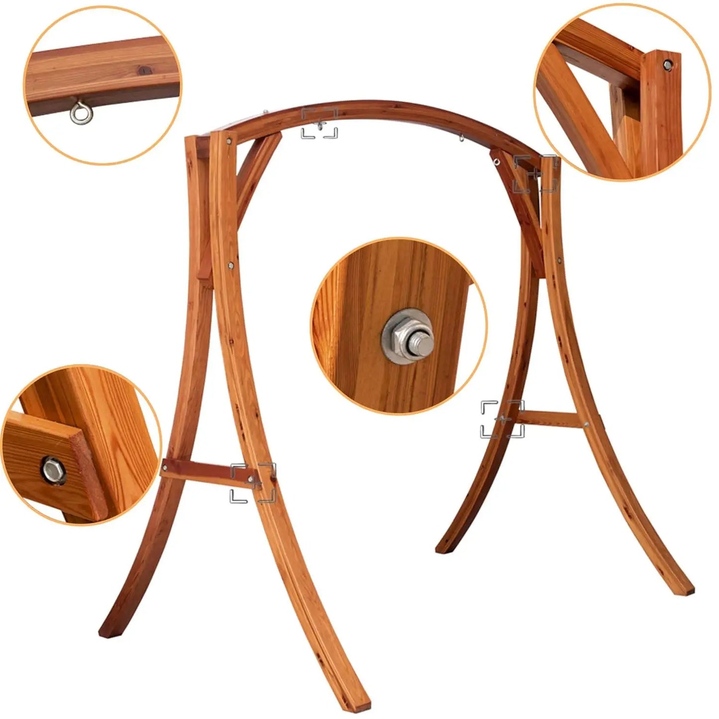 Heavy Duty Wooden Swing Frame Curved A-Frame Stand for Adults Kids Indoor Outdoor 1000 LBS Capacity, Customized