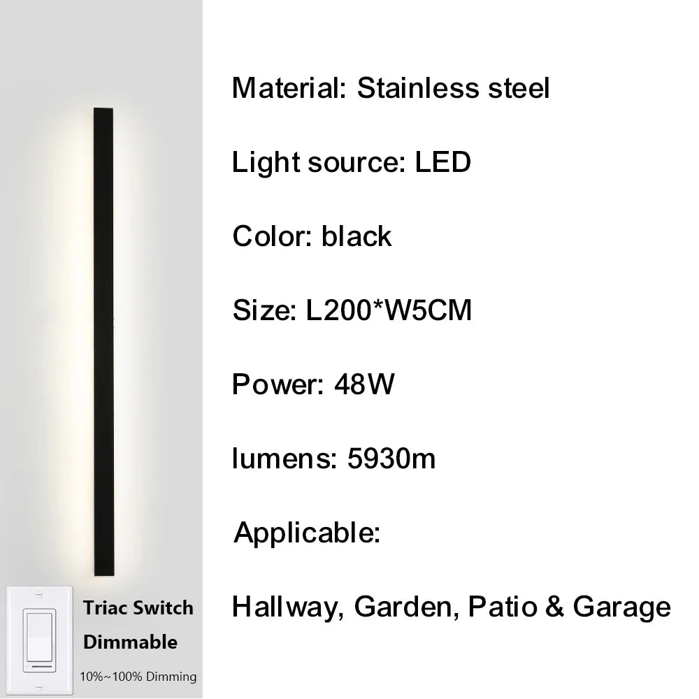 IISINUO Outdoor Porch Wall Light Dimmable Stainless Steel Sconce