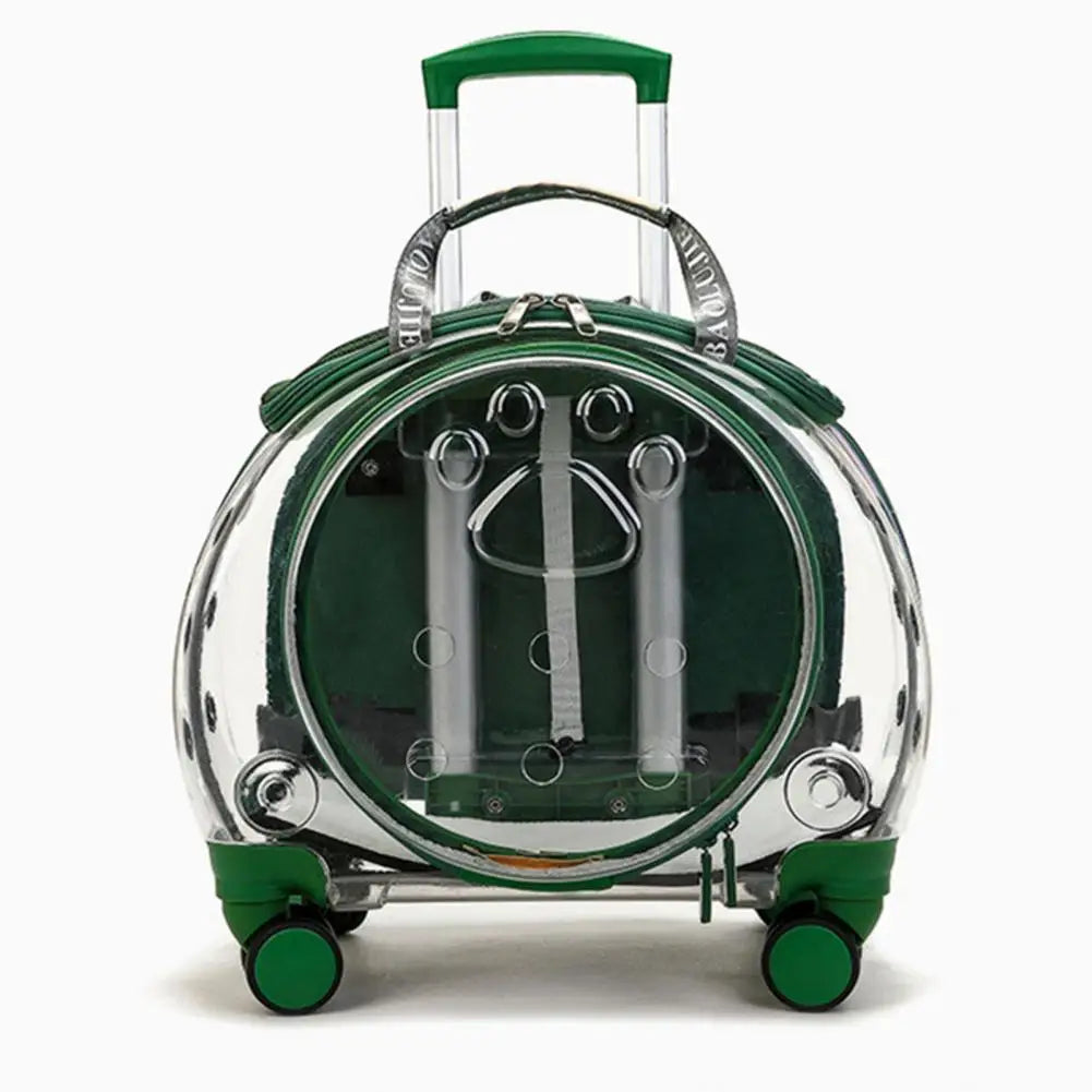 Pet Trolley Case Clear Ventilation Holes Silent Wheels Convenient Portable Cats Dogs Backpack