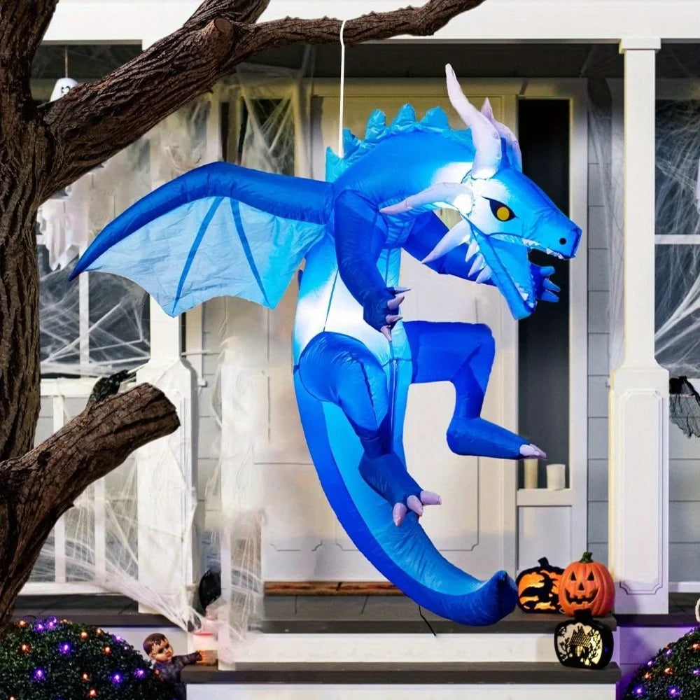 Halloween Hanging Ice Dragon Inflatable With Built In LED Lights