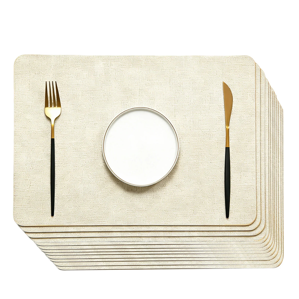 12 PCS Linen Textured Placemats, 12×17 Inch Heat Resistant Non-Slip Table Mats for Dining Table Wedding Party