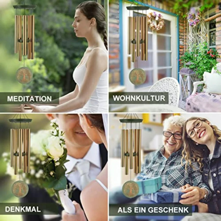 Wind Chimes For Outside Hanging Decor Tree Of Life Engraving Mother