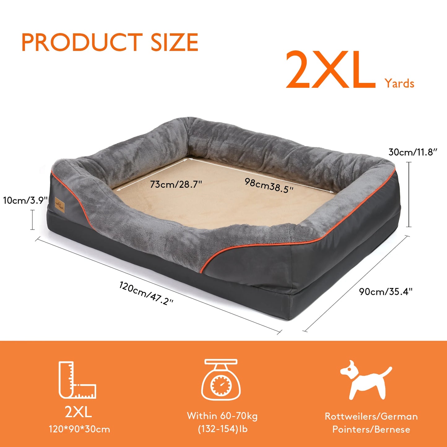 BINGOPAW Anti Allergy Dog Bed With Removable Washable Cover Waterproof