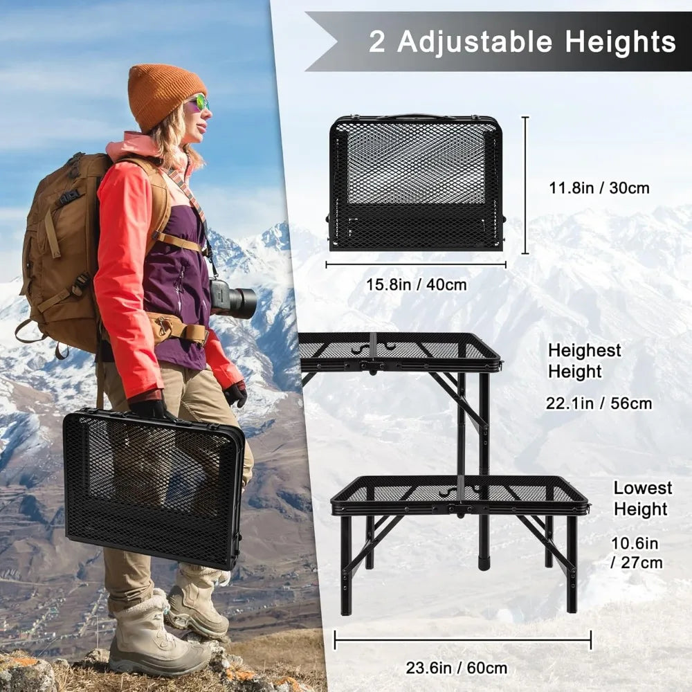 XIUWO Portable Folding Camping Table Height Adjustable Outdoor Cooking Picnic
