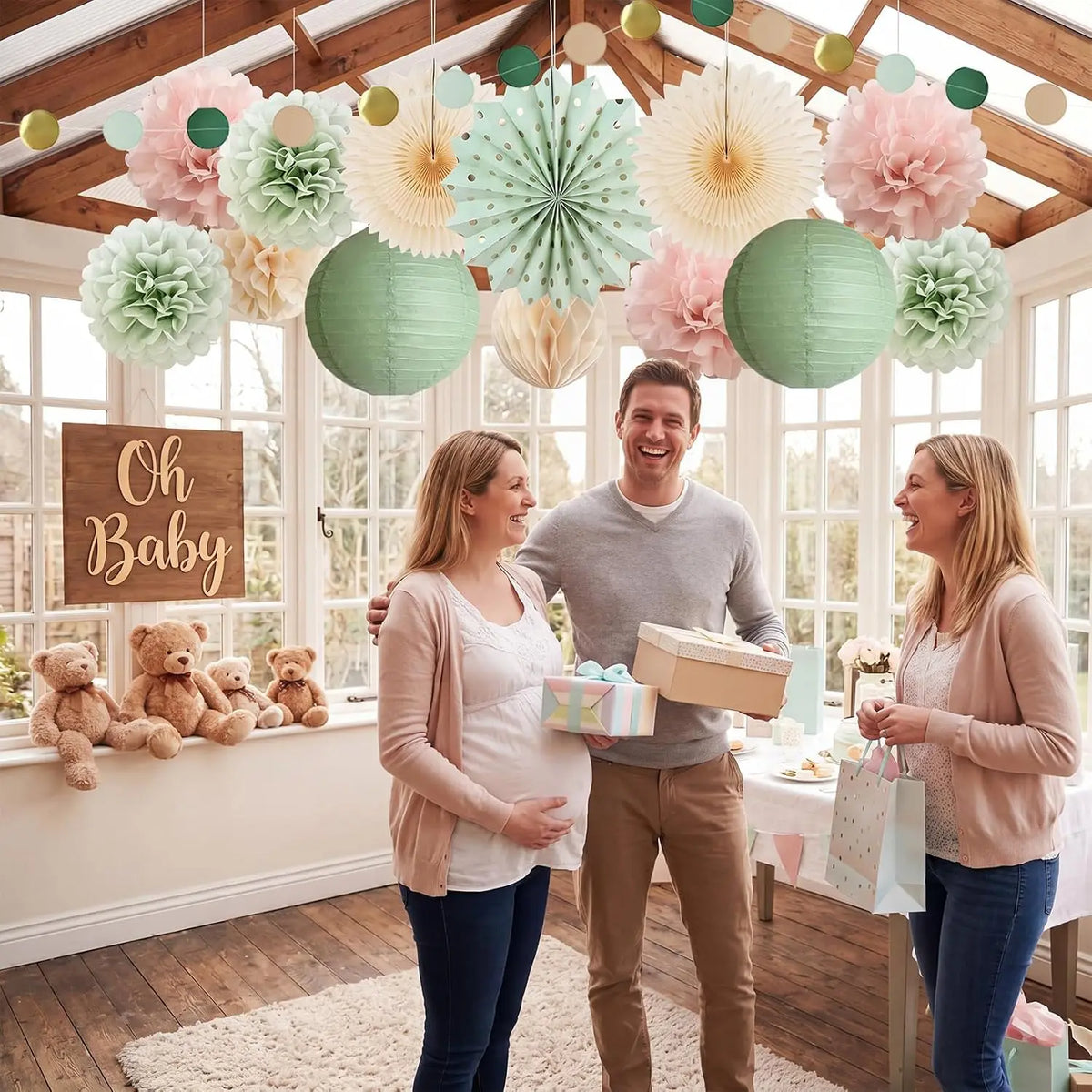 Wedding Party Decorative Paper Pom Poms and Flower Ball Decorations