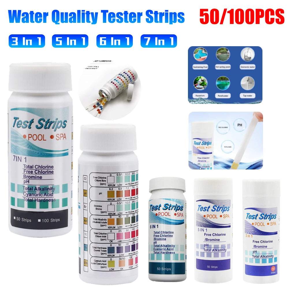 ALLOYSEED 7 In 1 PH Test Strips For SwimmingPool Aquarium
