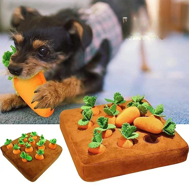 Snuffle Mat Dog Toy Plush Carrot Vegetable Field Interactive Toy