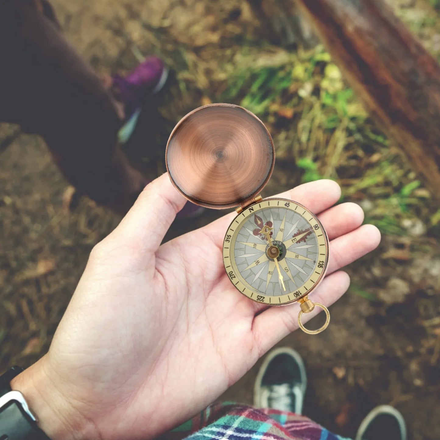 Portable Vintage Pocket Watch With Compass For Camping Hiking
