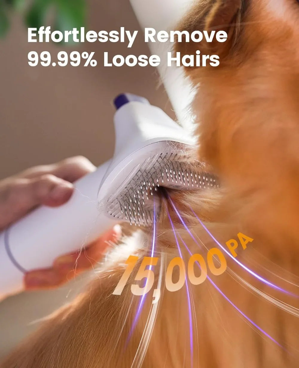 Pet Hair Vacuum Grooming Kit 15000Pa Suction Low Noise
