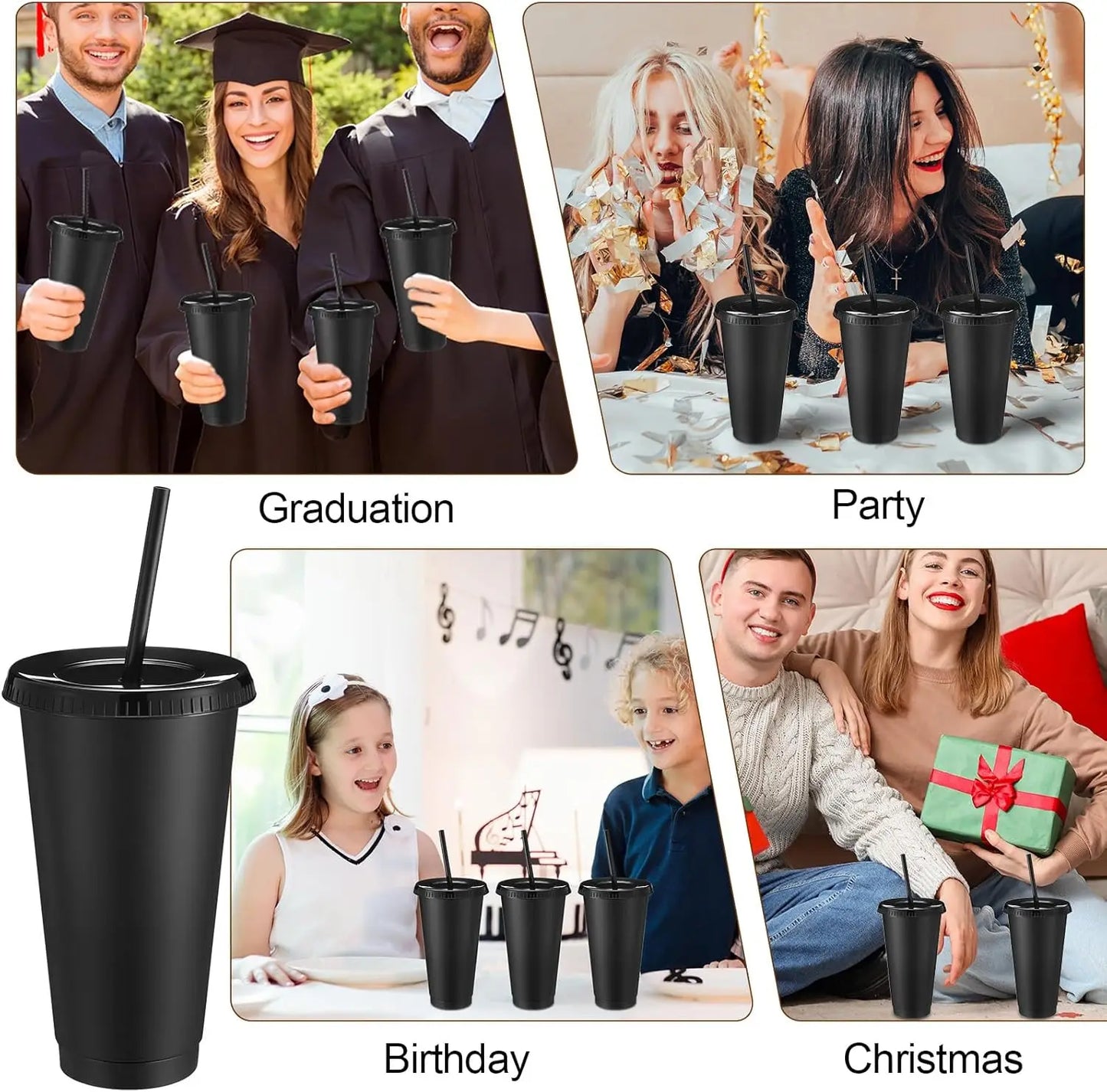 30-Pack Reusable Plastic Tumblers With Straw And Lid For Parties