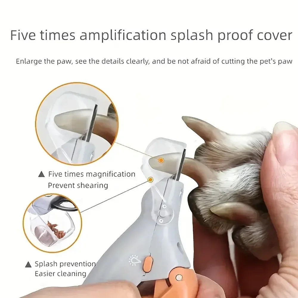 LED Light Pet Nail Clippers With 5x Magnification For Cats And Dogs