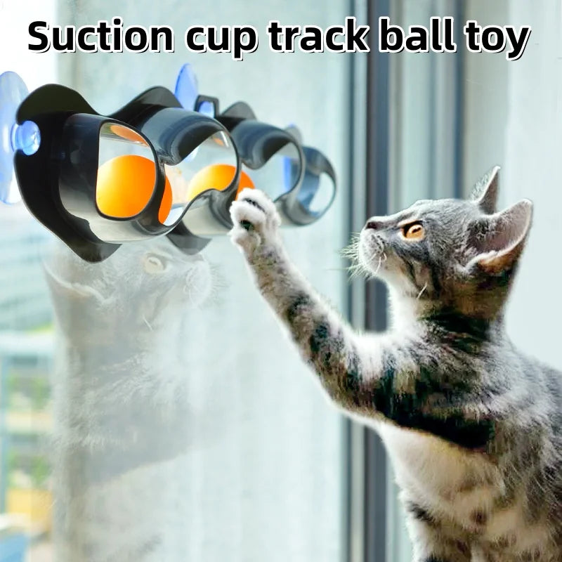 Plastic Sucker Track Ball Cat Toy For Window Adsorption