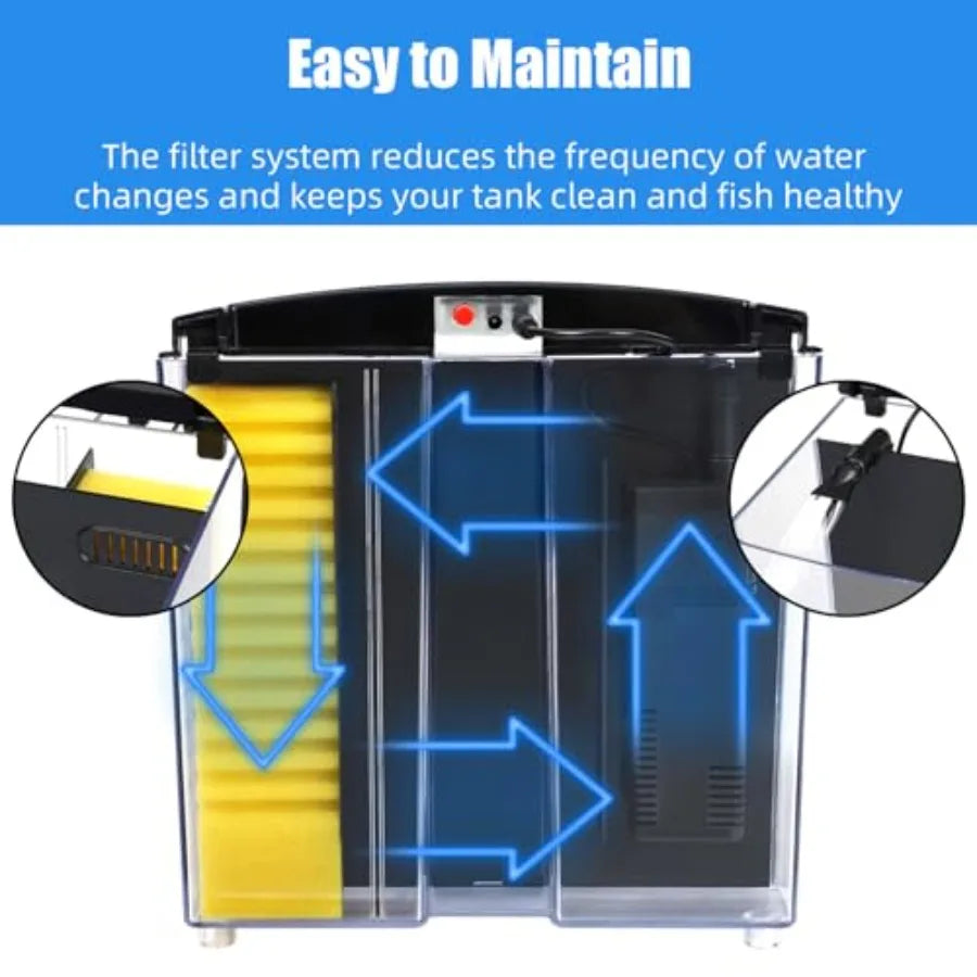 Fish Tank, 1.2 Gallon Aquarium, Small Betta Fish Tank Starter Kit with LED Light and Water Filter Pump, Rectangular