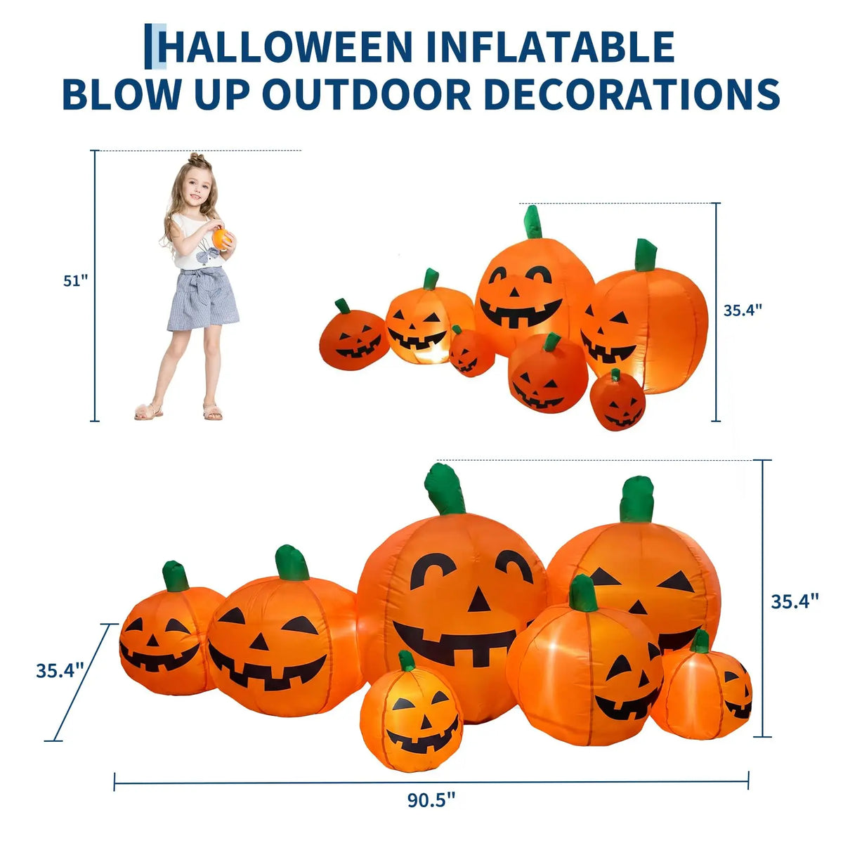 HiMISS Halloween Inflatable Pumpkin Patch LED Lights Outdoor Yard Decor