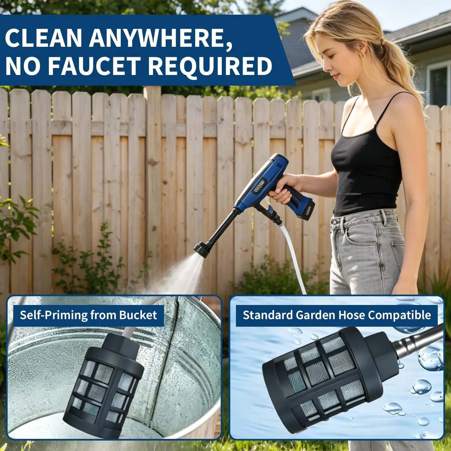 HiMISS Cordless Pressure Washer With Dual Rechargeable Batteries And Nozzle