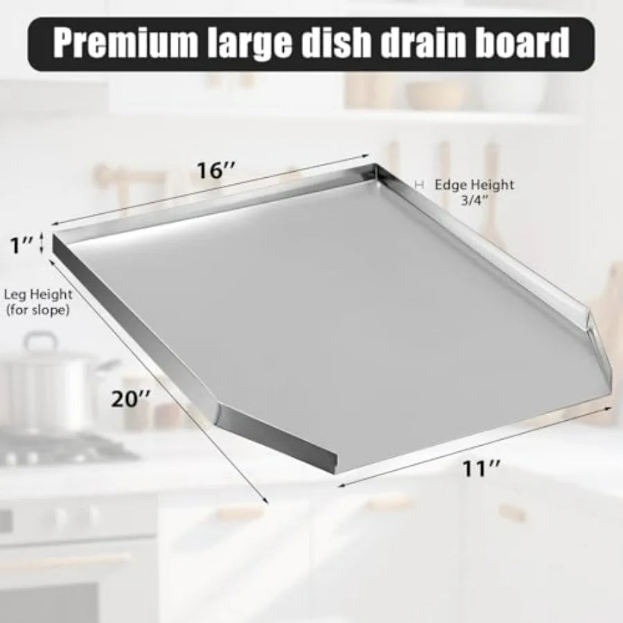 Stainless Steel Dish Drain Rack With End Opening For Sink