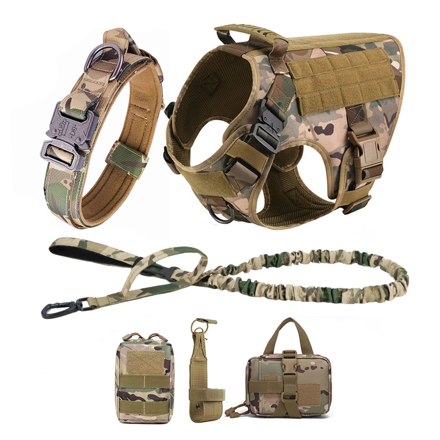 PETRAVELCN Tactical Dog Harness Vest Molle Pouches For Training