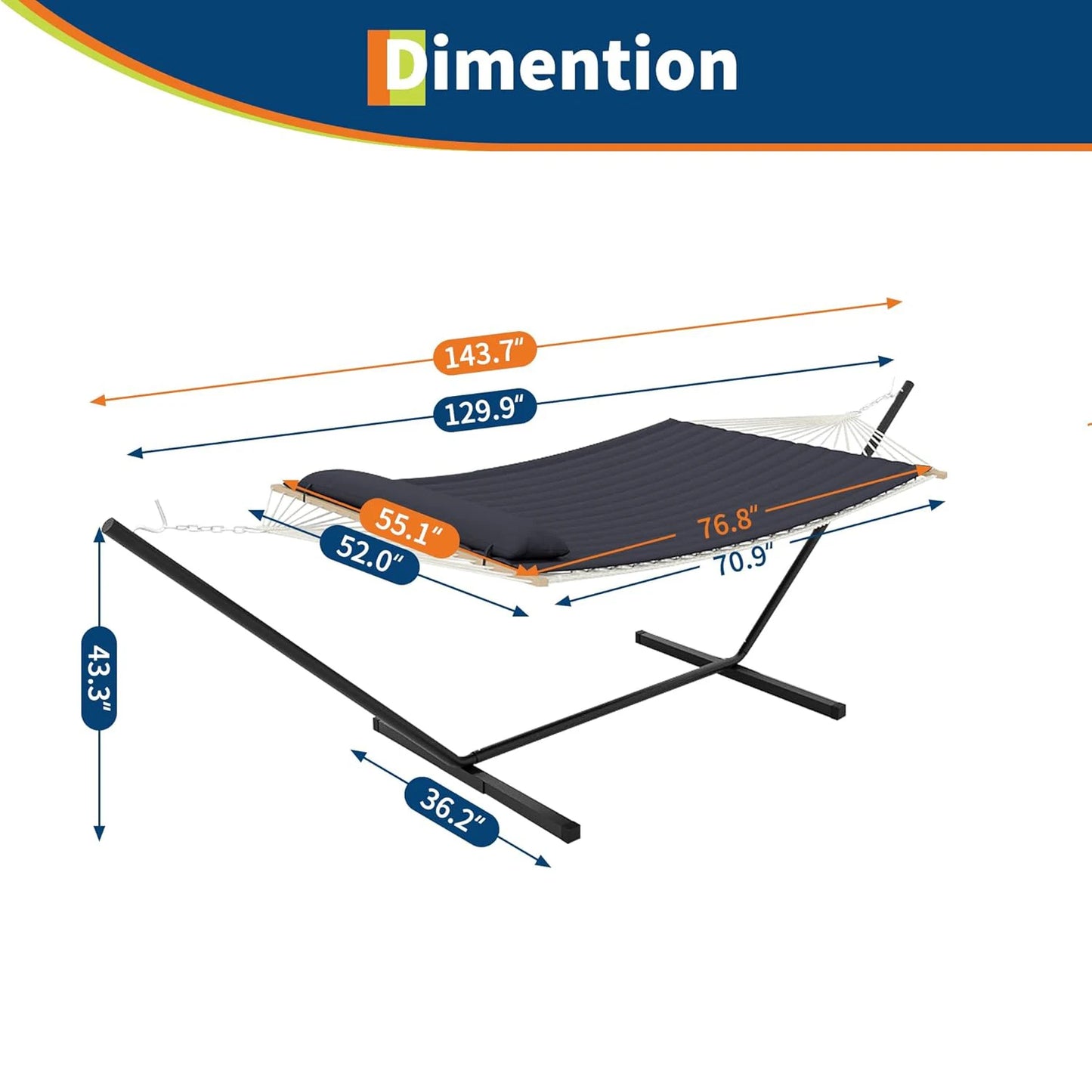 TWISTER.CK Heavy Duty Double Hammock With Stand For Two Person
