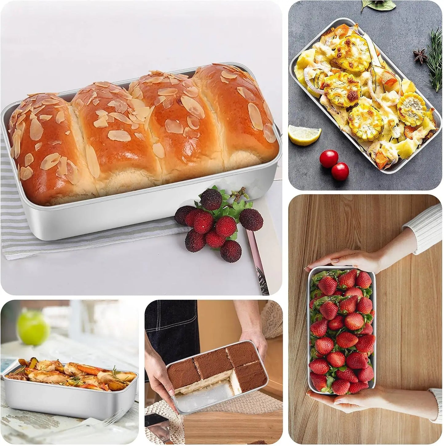`Stainless Steel Loaf Pan, 8 Pack 9.25 Inch Rectangle Baking Mold for Bread Cake Meatloaf Oven Use`