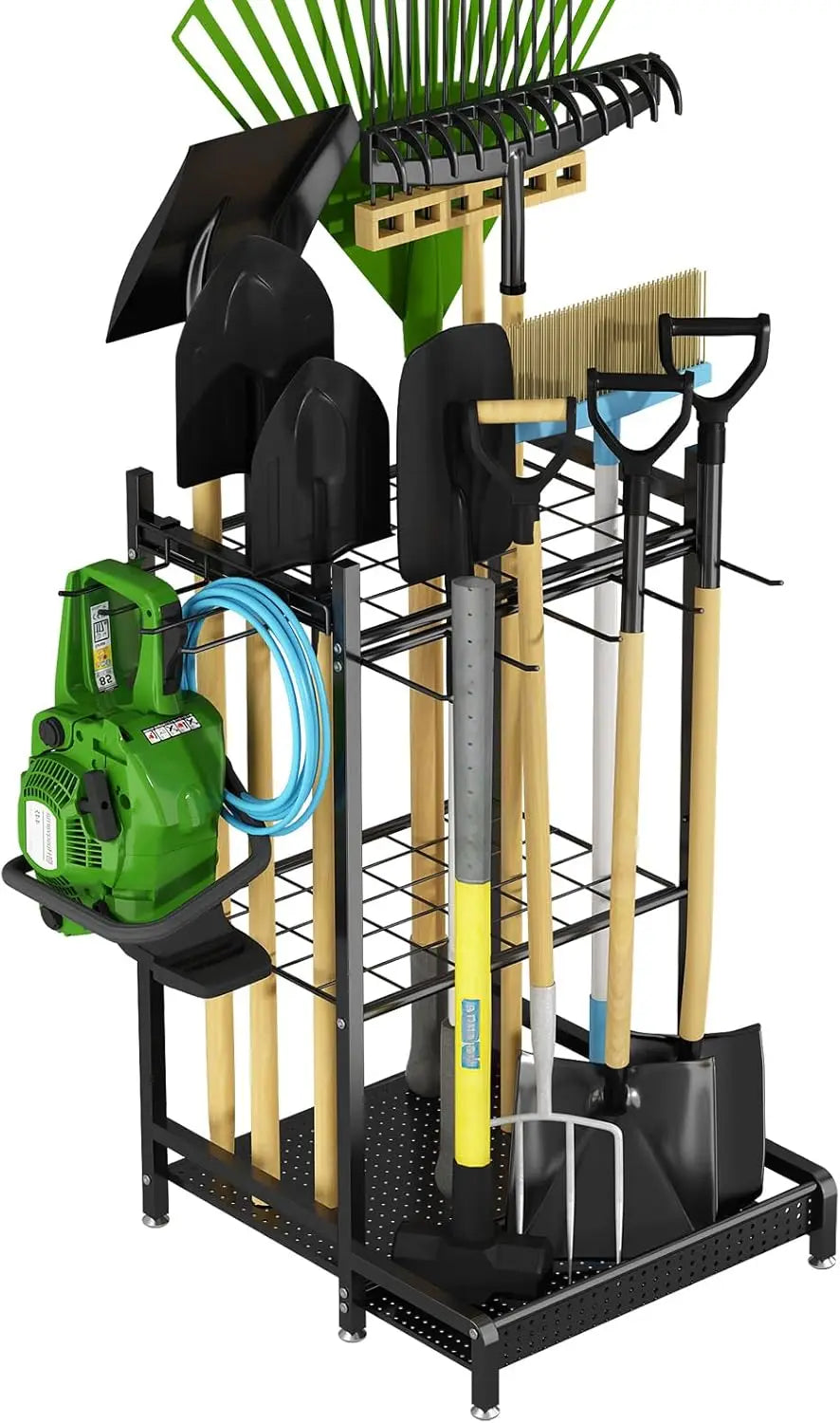 Heavy Duty Metal Tool Organizer Rack With Hooks For Garage