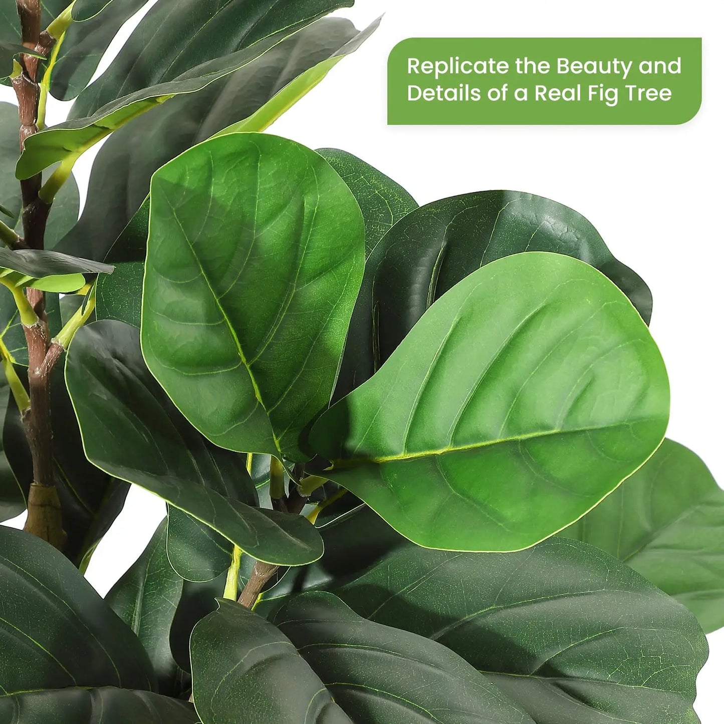 Artificial Fiddle Leaf Fig Tree with White Planter, 5/6/7 ft Tall Fake Plant with Natural Wood Trunk, Faux Ficus Tree Potted Moss for Home Office Living Room Decor