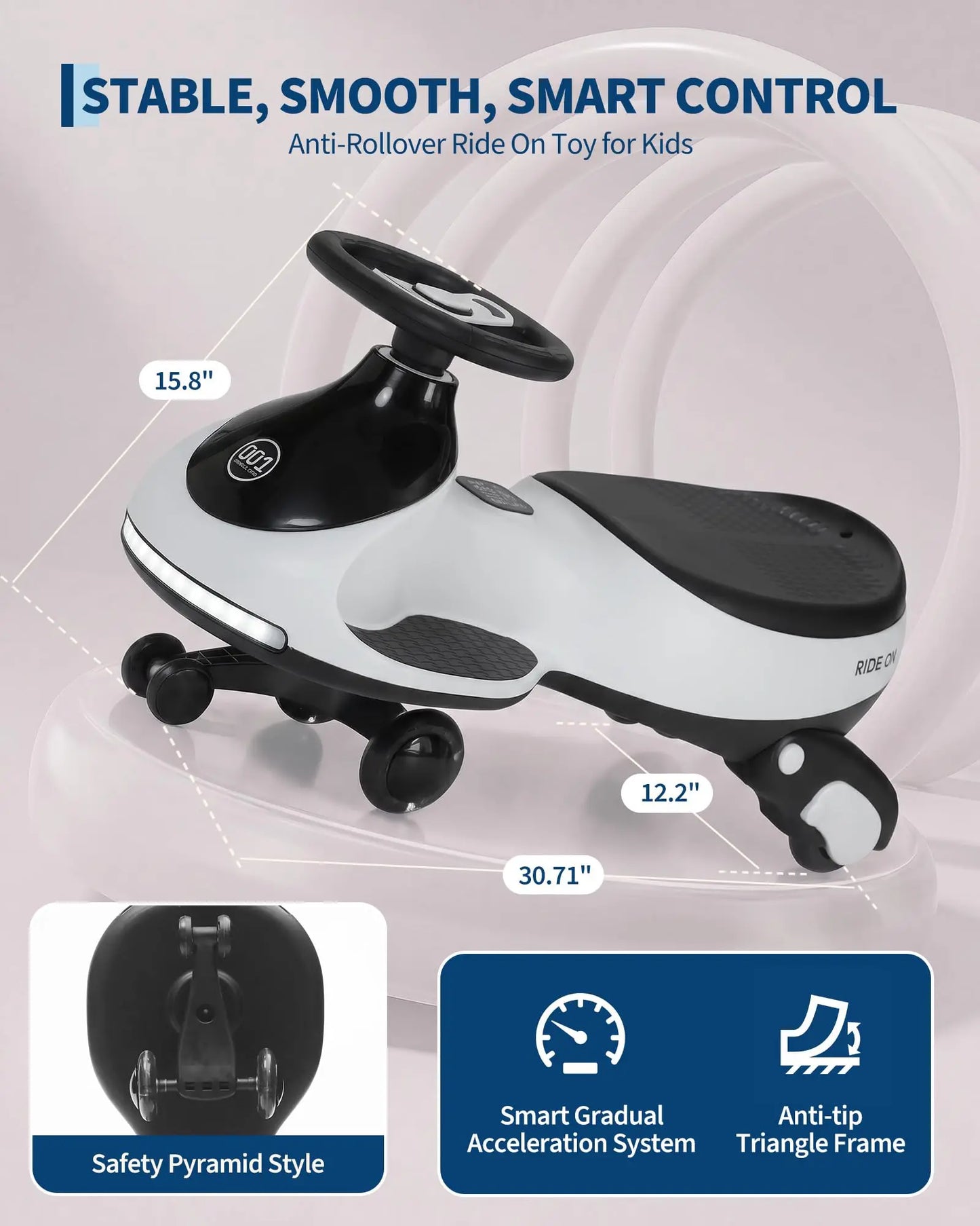 12V Electric Wiggle Car For Kids, 2 In 1 Ride On Swing Car With Pedal, Flashing Wheels Music, Anti-Rollover Toy For Toddlers
