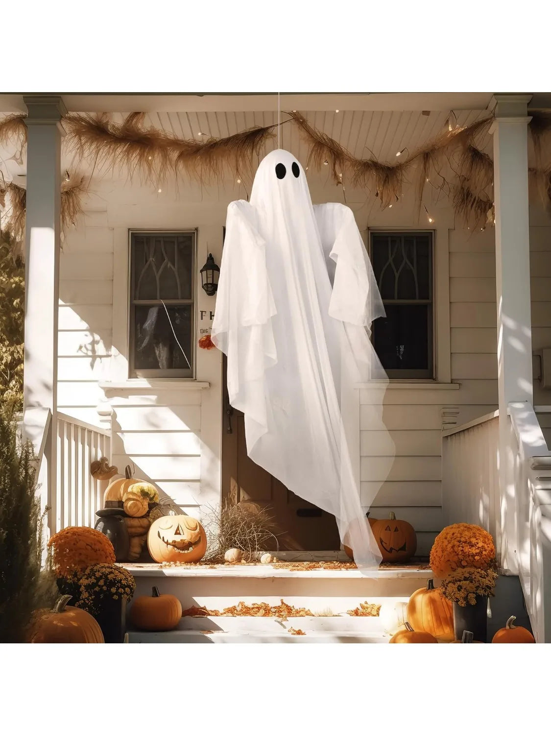 Light Up Hanging Ghost Halloween Decoration With Spooky LED Glow