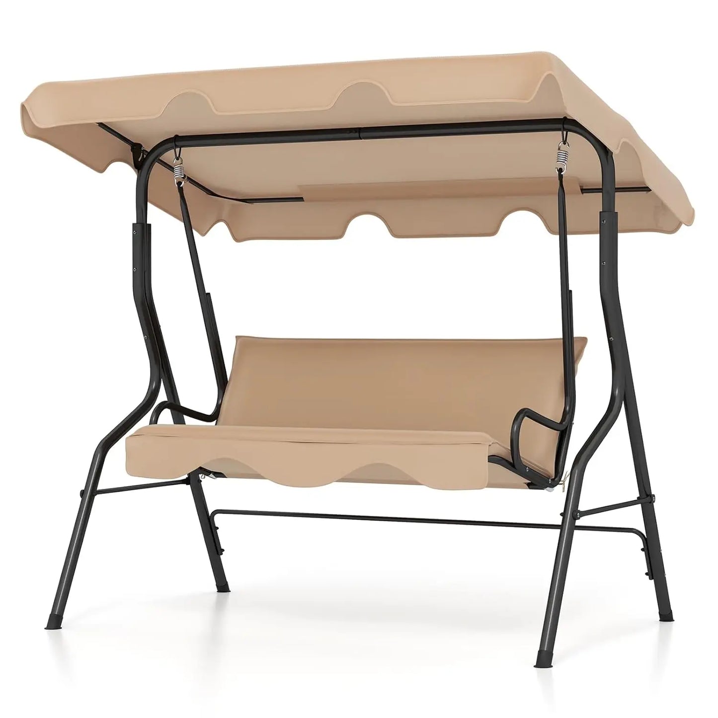 3 Person Porch Swing, Patio with Removable Cushion & Powder-Coated Steel Frame, Outdoor Swing with Canopy for Porch,, Custom