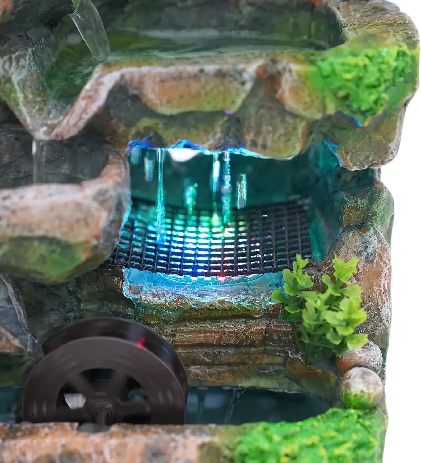 Indoor Tabletop Waterfall Fountain With Automatic Pump LED Light