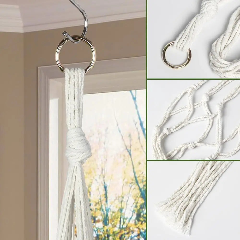 6 Pack Hanging Planters, 43, Ivory | Indoor Outdoor, Includes 6 S Hooks and 6 Hook Nails, Hanging Plant Holder, Boho Home Decor