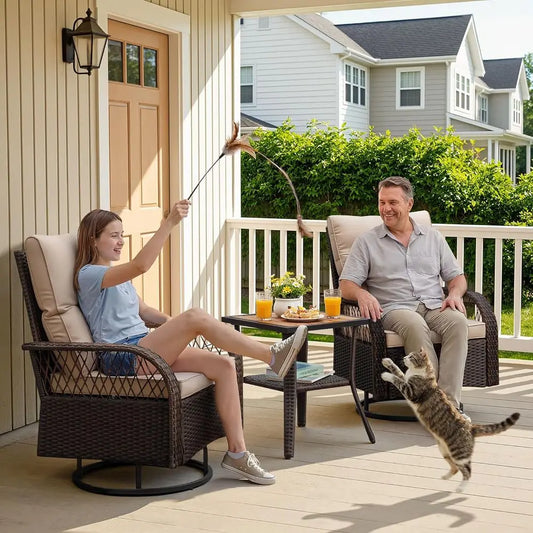 Outdoor Patio Furniture Set With Swivel Rocking Chairs And Table