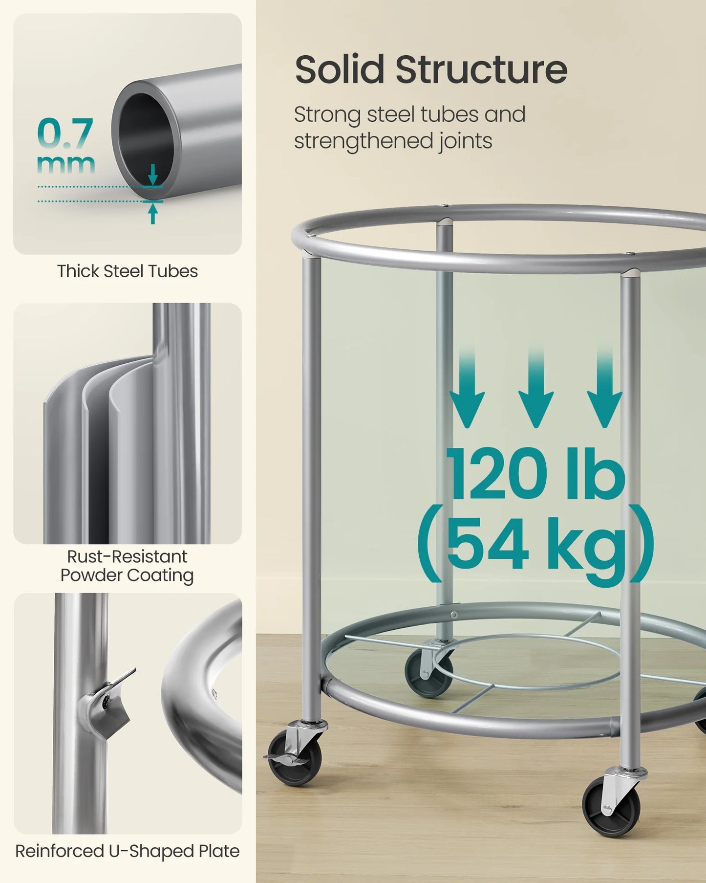 SONGMICS Heavy Duty Rolling Laundry Hamper With Wheels