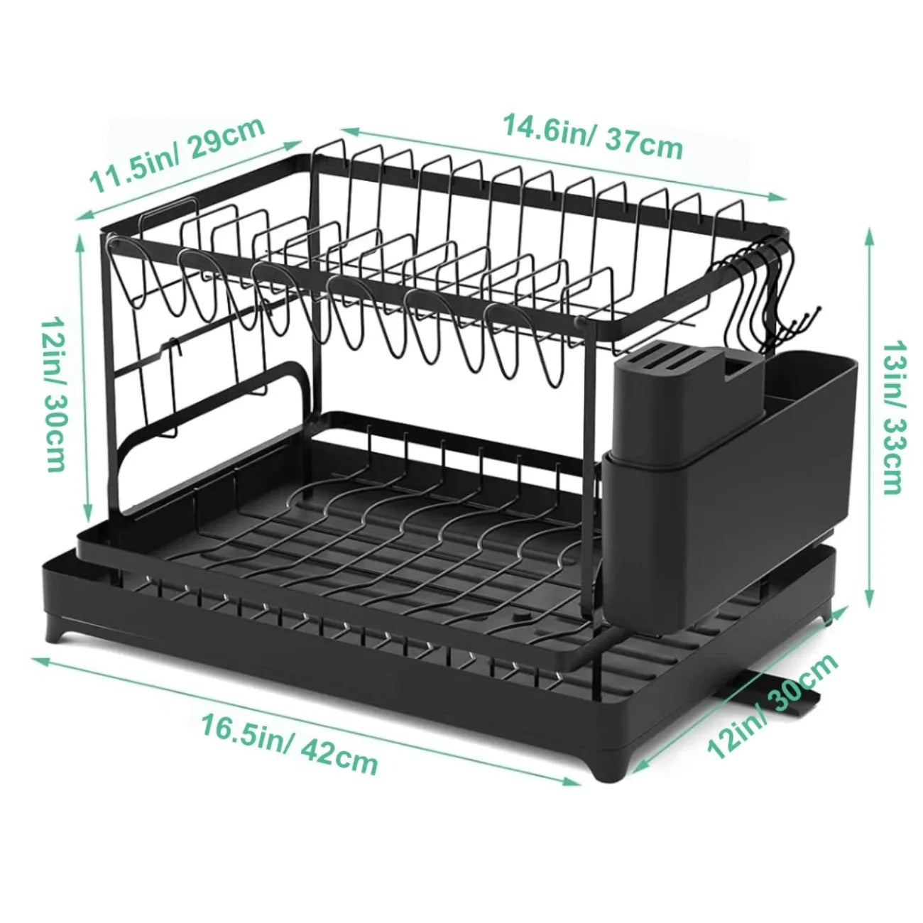 DIAMRI 2 Tier Rotating Dish Drying Rack 360 Degree Swivel