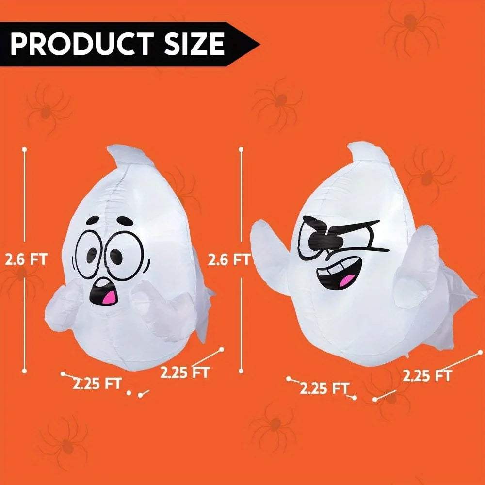 Halloween Inflatable Window Ghosts With LED Lights Outdoor Decorations