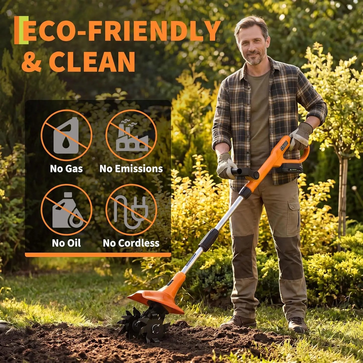 HiMISS 20V Cordless Garden Tiller Electric Cultivator
