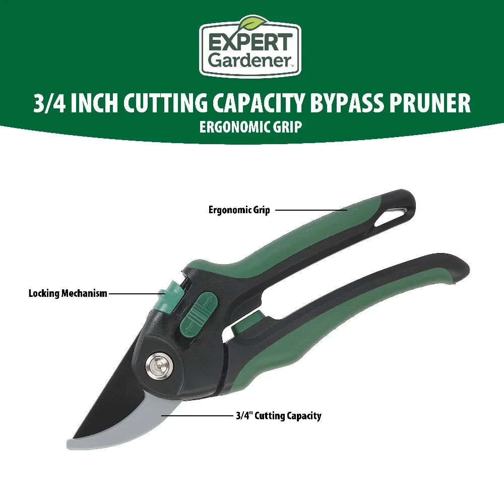 3/4 Inch Cutting Capacity Garden Bypass Pruner Professional Gardening Scissor Hand Pruning Shears for Trimming Branch Tree Flower Plant