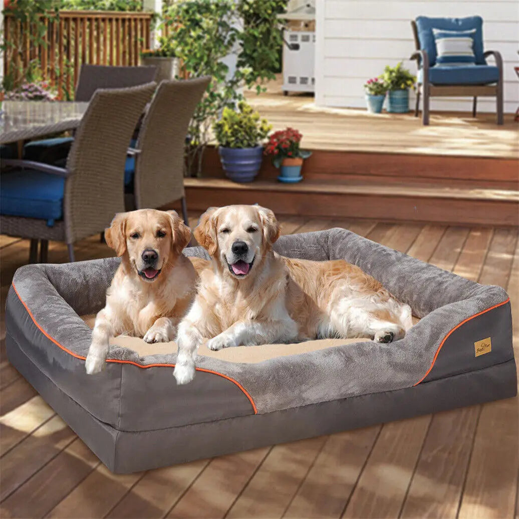 Bingopaw Jumbo Orthopedic Dog Bed Memory Foam Quilted Bolstered Sofa