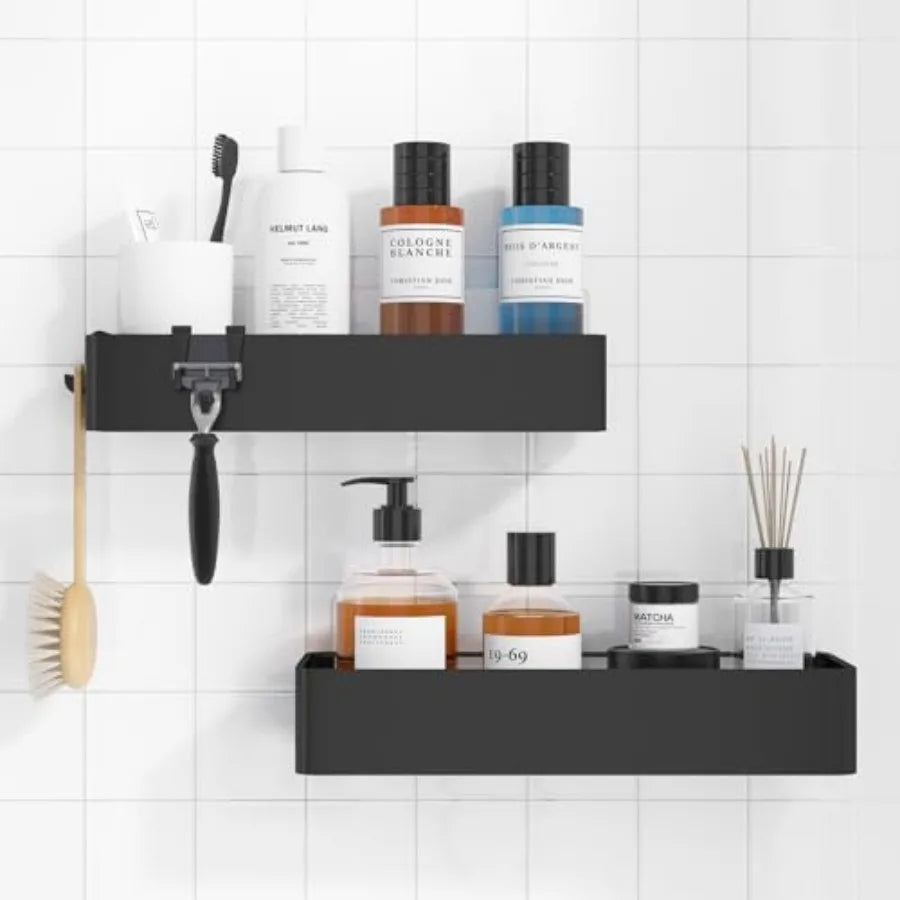 Adhesive Shower Caddy 2 Pack No Drill Organizer Rustproof Shelves