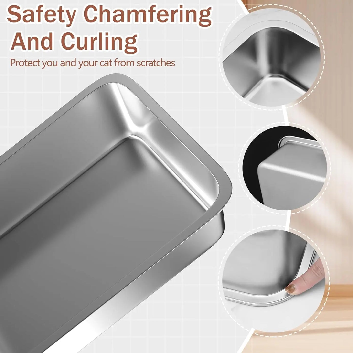 Low Entry Stainless Steel Cat Litter Box For Small Pets